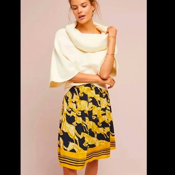 Anthropologie Dresses & Skirts - Sz 6 Anthropologie Navy/Gold Maeve Jade Horse Skirt